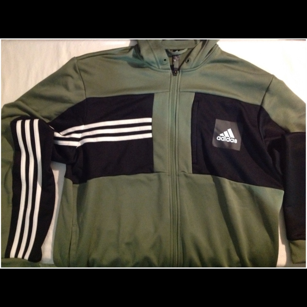 Men's Size L Adidas Hooded Zip Up Athletic Jacket - Picture 5 of 7